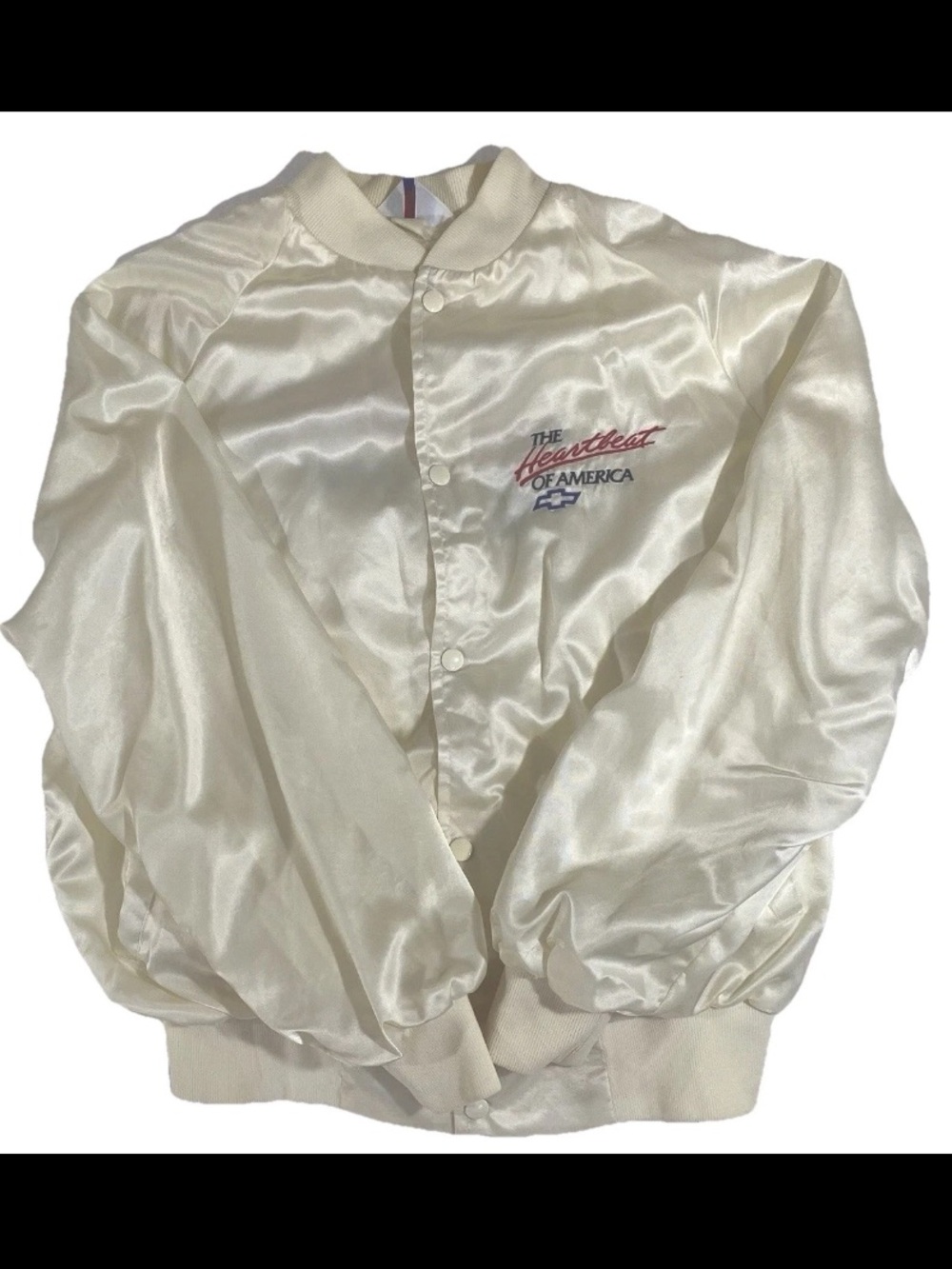 Chevrolet 'The Heartbeat of America' Cream Satin Jacket Made In The USA